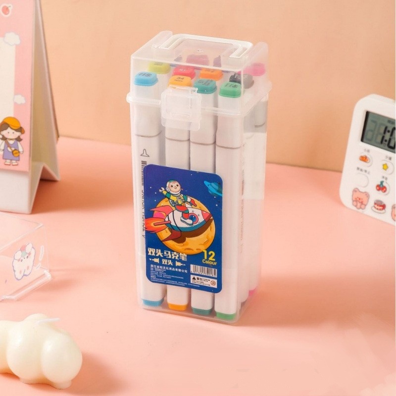 Màu sắc: Bút dạ trắng gốc cồn hoặc gốc dầu (12 màu)