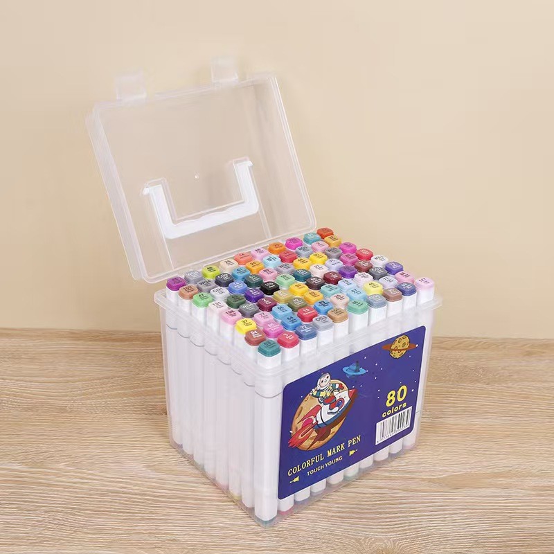 Màu sắc: Bút dạ trắng gốc cồn hoặc gốc dầu (80 màu)