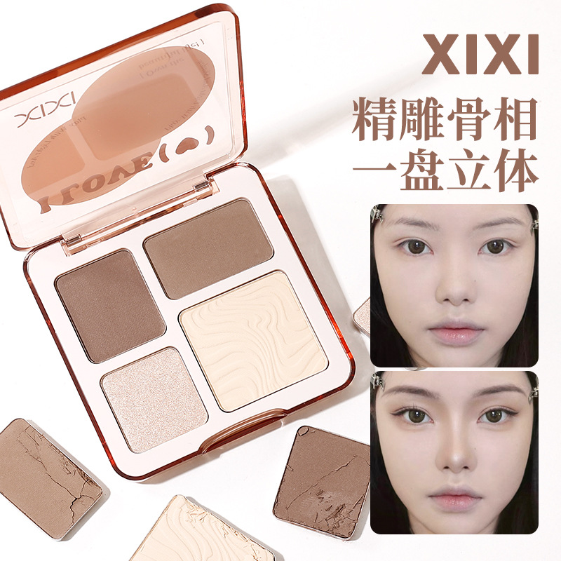 Bảng Phấn Tạo Khối Và Bắt Sáng Xixi 4 Tông Màu – Tiện Lợi Trang Điểm Gương Mặt
