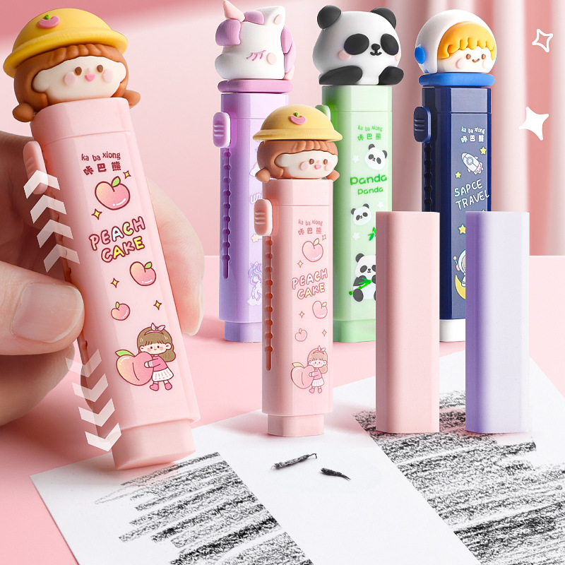 BỘ TẨY KABA BEAR PUSH-PULL – TẨY ĐẨY KÉO HÌNH GẤU DỄ THƯƠNG CHO HỌC SINH